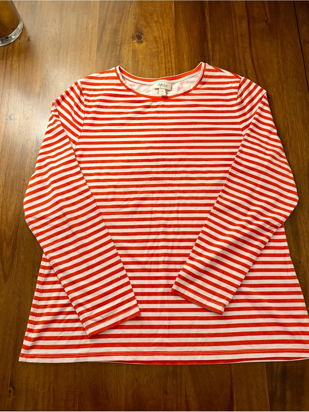 Style & Co. Red and White Striped Long-Sleeve Tee